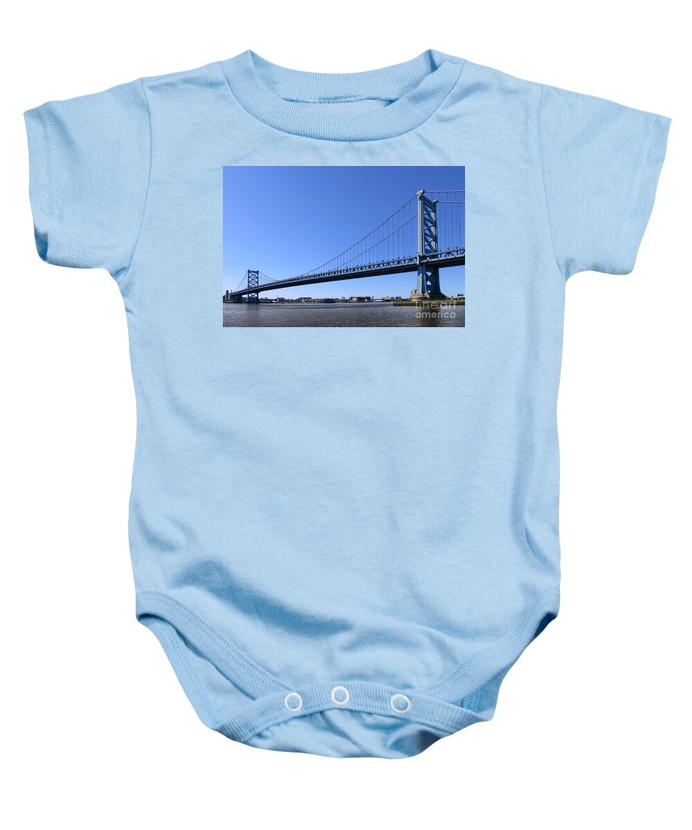 Philadelphia Baby Onesie featuring the photograph Ben Franklin Bridge by Olivier Le Queinec