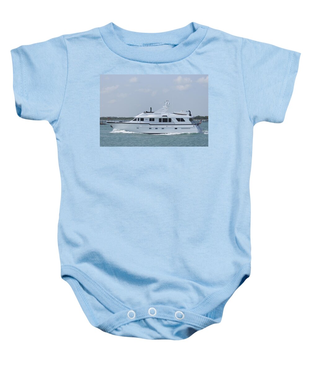 Yacht Baby Onesie featuring the photograph Big white yacht by Bradford Martin