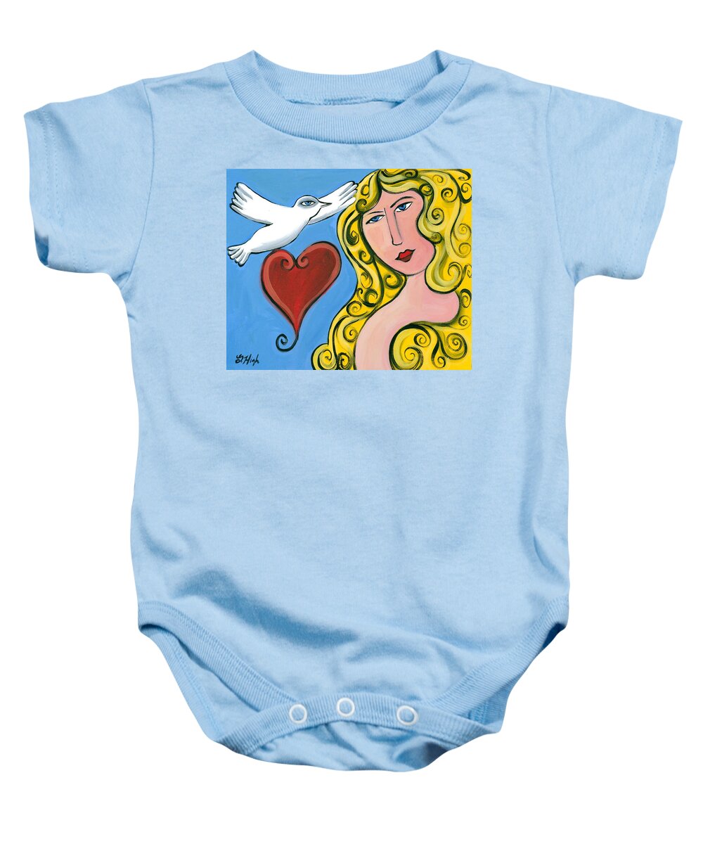 White Dove Baby Onesie featuring the painting Birth of Eve by Gerry High