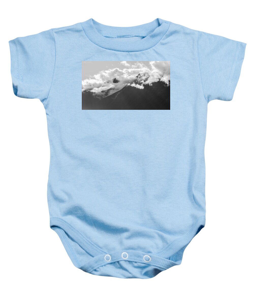 Black And White Baby Onesie featuring the photograph Mountain Range Bute Inlet by Roxy Hurtubise