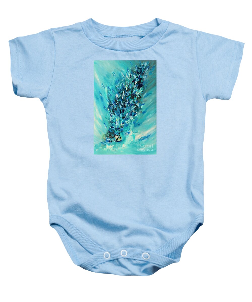 Swirl Baby Onesie featuring the painting Blue Power by Preethi Mathialagan