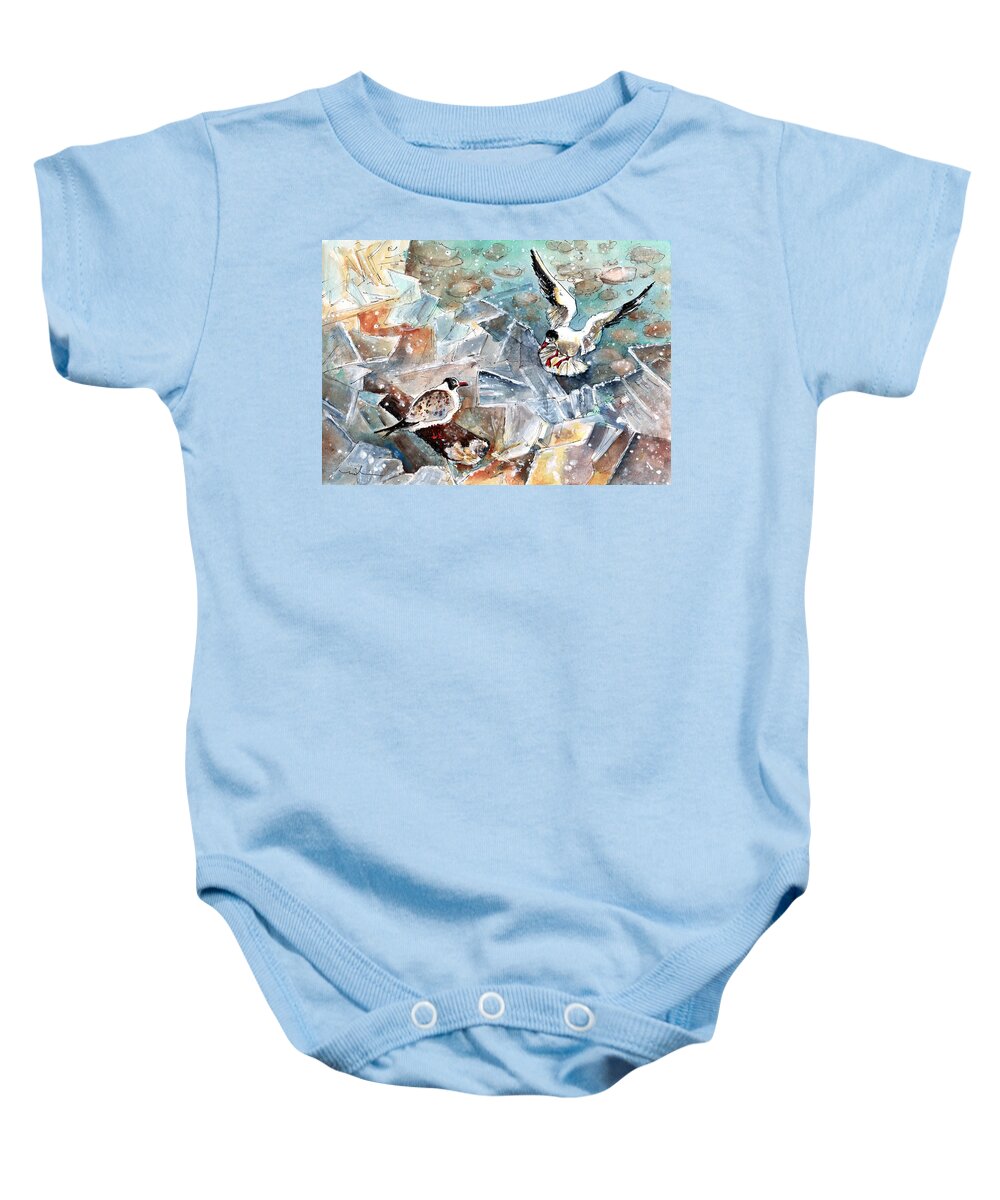 Travel Baby Onesie featuring the painting Breaking The Ice On Lake Constance by Miki De Goodaboom