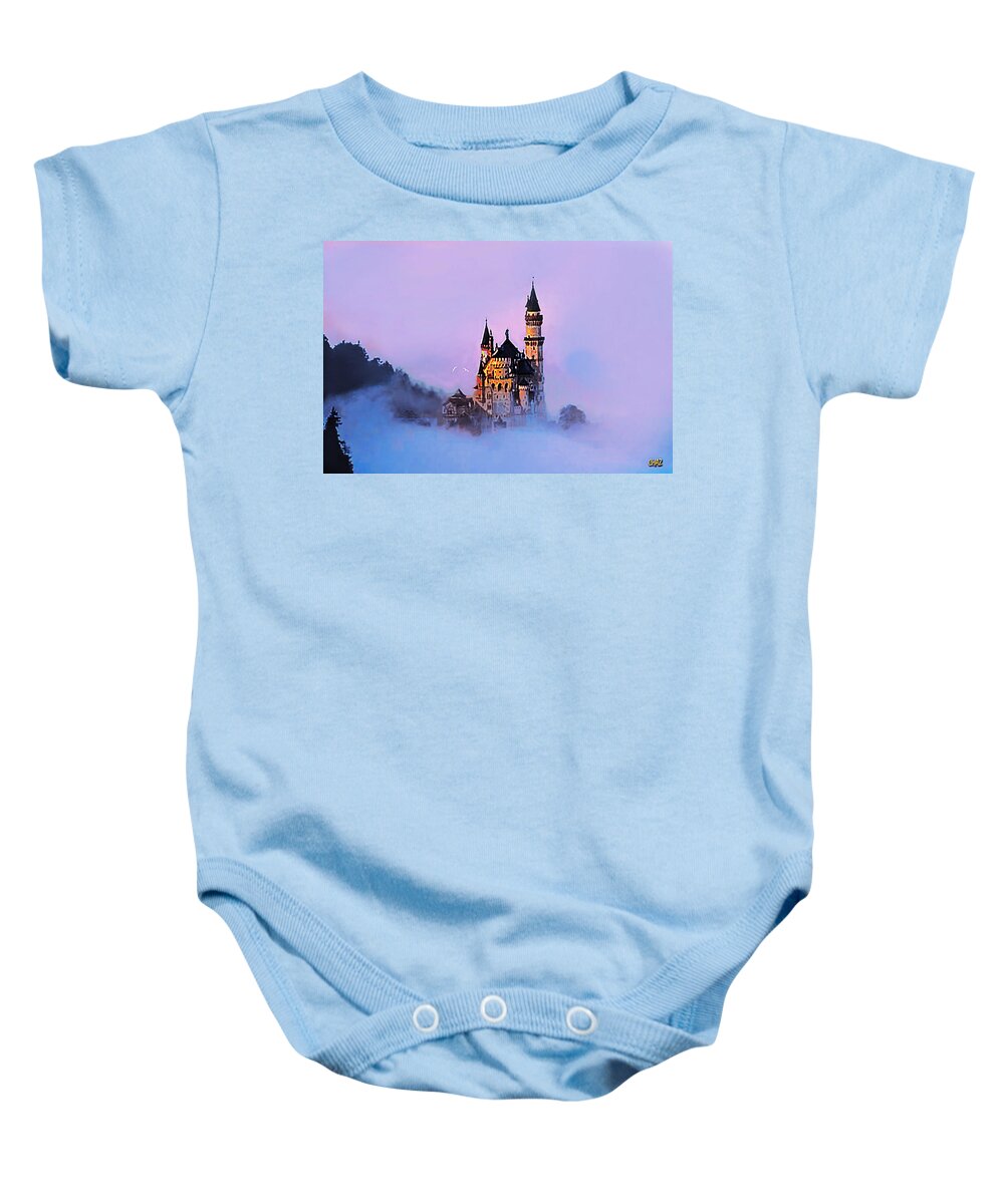 Fantasy Baby Onesie featuring the painting Castle in the clouds by CHAZ Daugherty