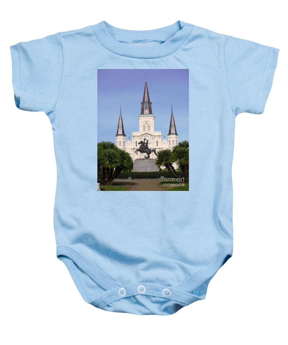 Photograph Baby Onesie featuring the photograph Cathedral in Jackson Square by Alys Caviness-Gober