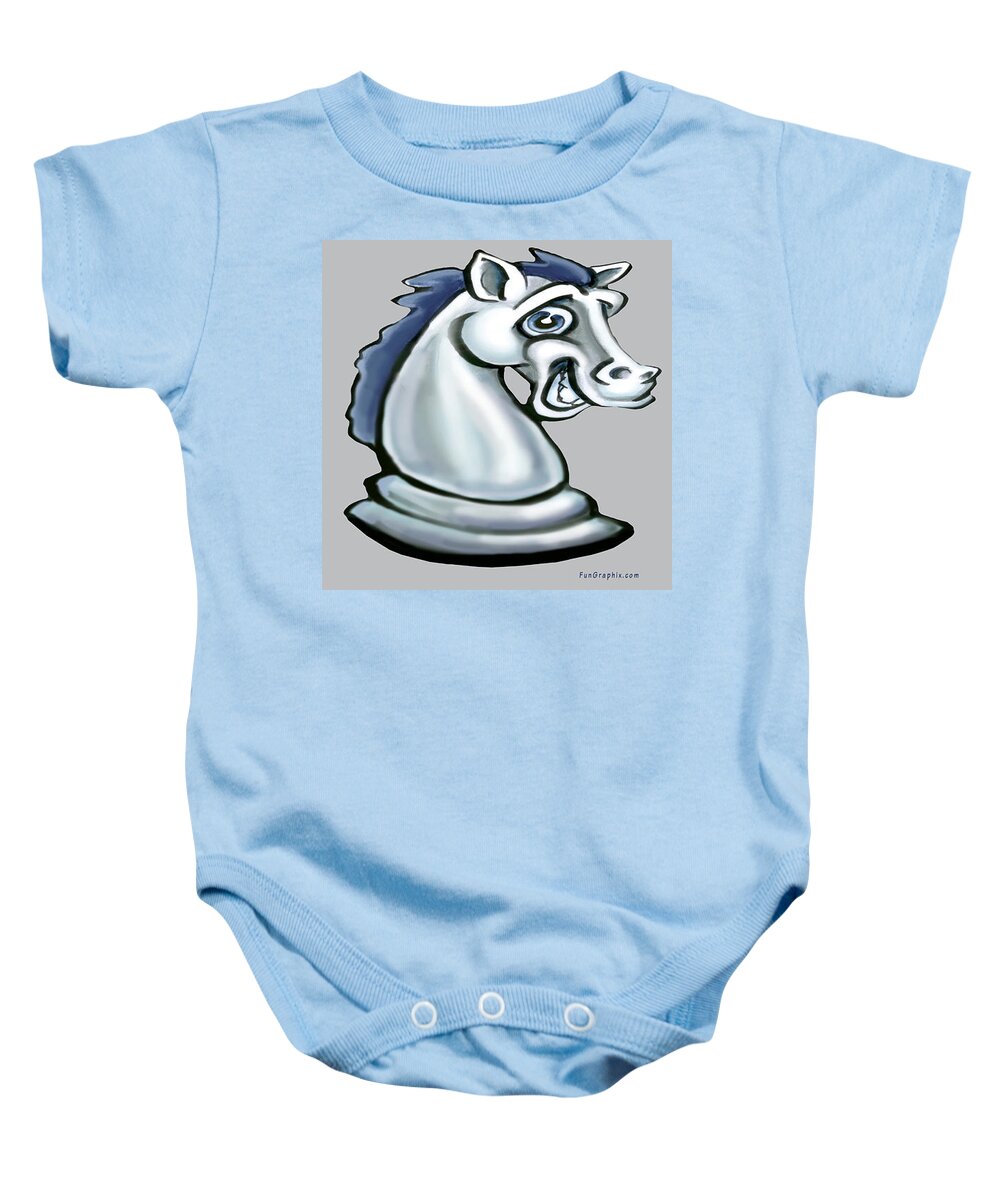 Chess Baby Onesie featuring the digital art Chess Knight by Kevin Middleton