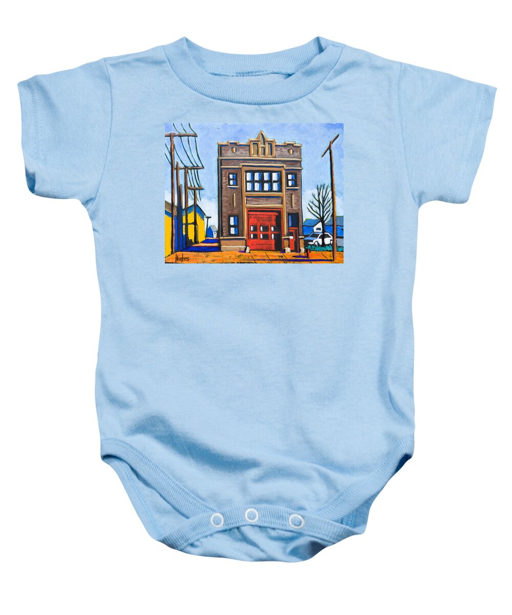 Boise Baby Onesie featuring the painting Chicago Fire Station by Kevin Hughes