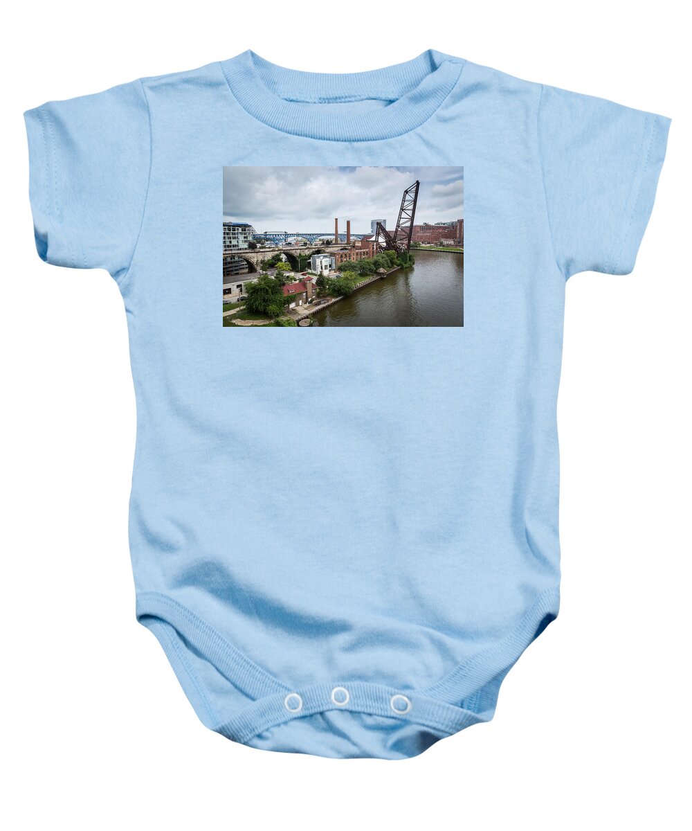 Cleveland West Bank Baby Onesie featuring the photograph Cleveland West Bank by Dale Kincaid