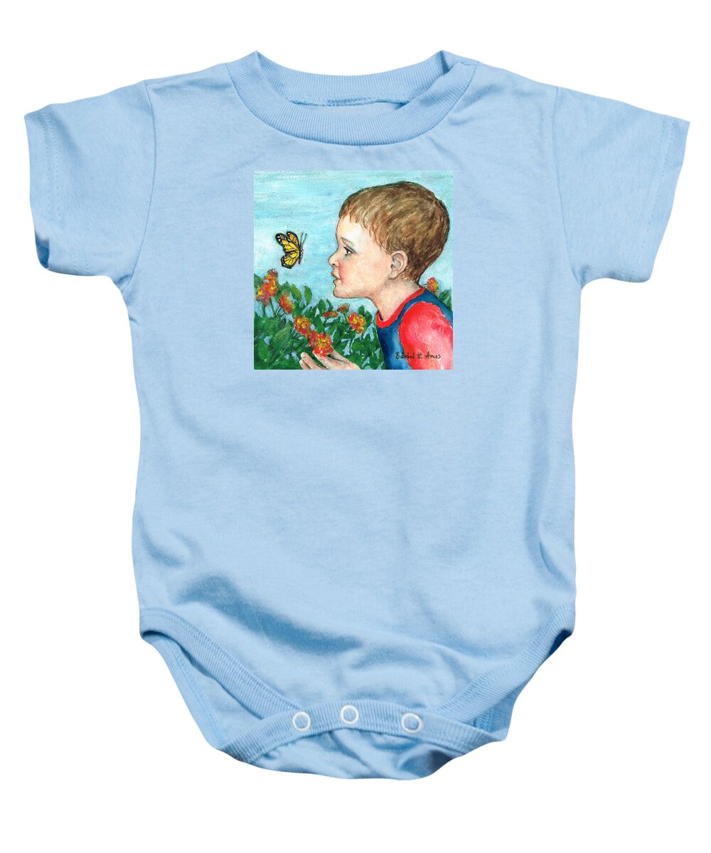 Boy Baby Onesie featuring the painting Close Encounter by Barbel Amos