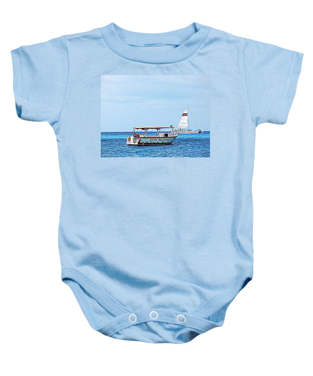 Cozumel Excursion Boats Baby Onesie featuring the photograph Cozumel Excursion Boats by Debra Martz