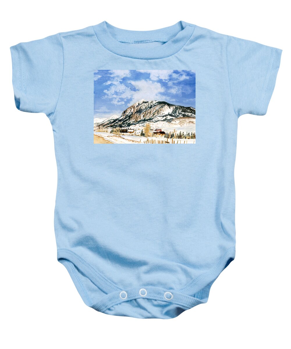Water Color Paintings Baby Onesie featuring the painting Crested Butte Mountain by Barbara Jewell