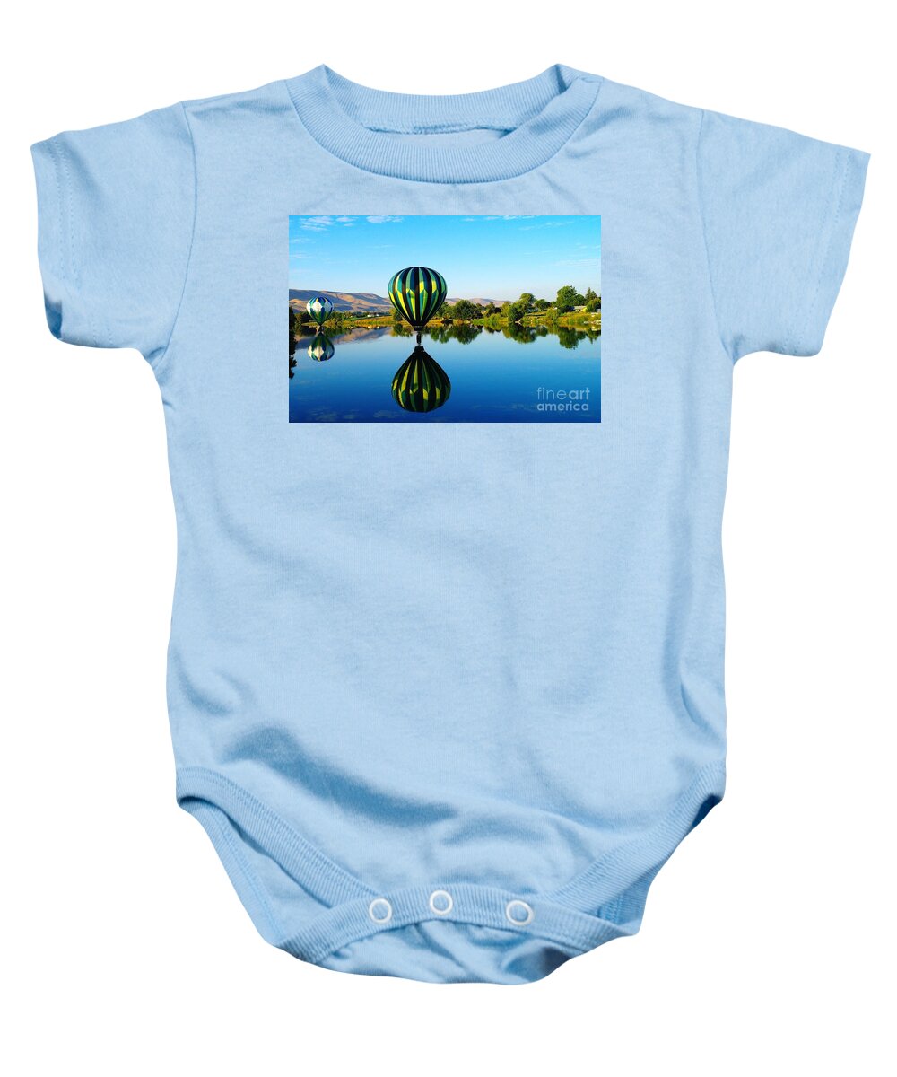 Reflections Baby Onesie featuring the photograph Double Touchdown by Jeff Swan