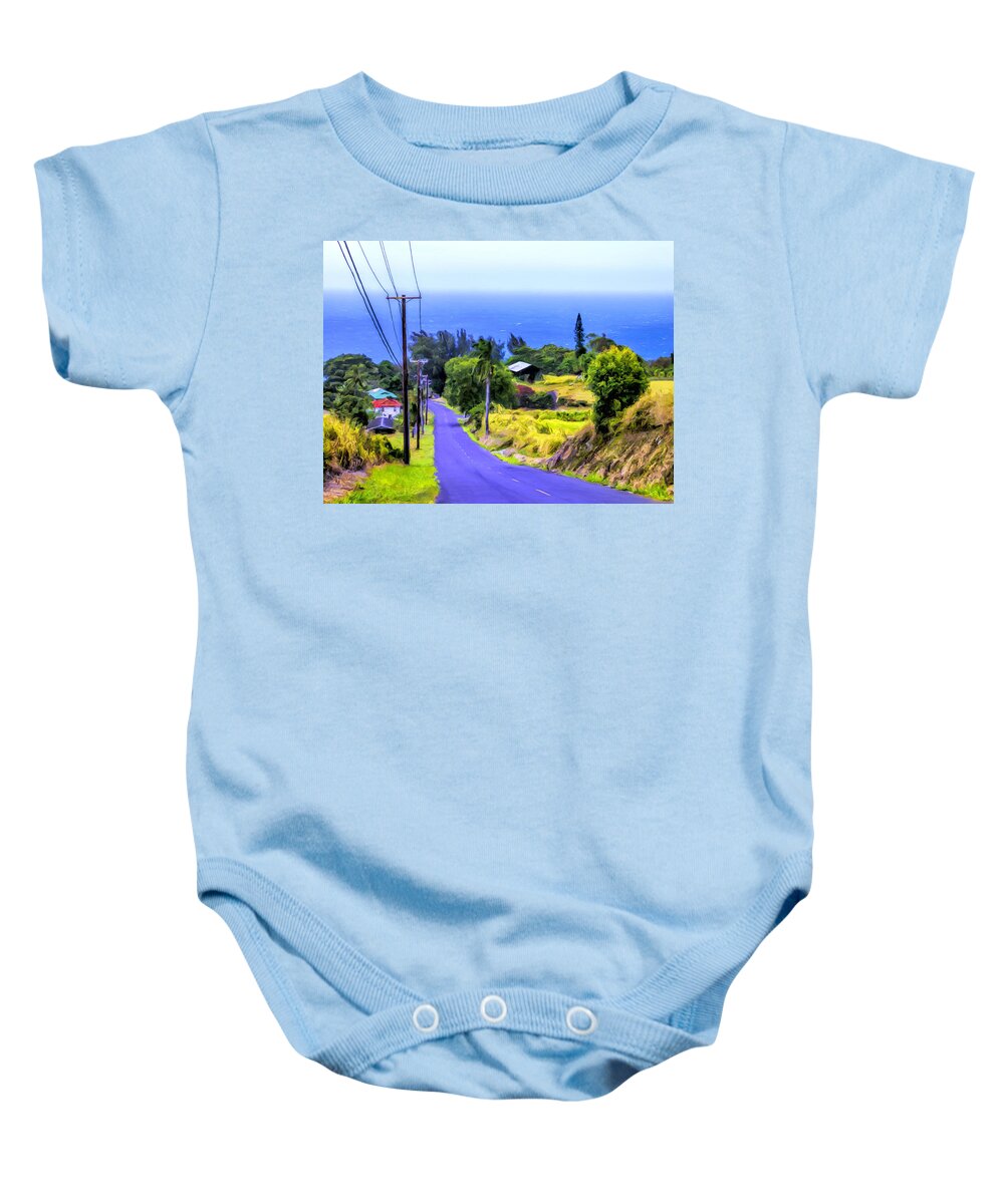 Hawaii Baby Onesie featuring the painting Down into Honokaa by Dominic Piperata