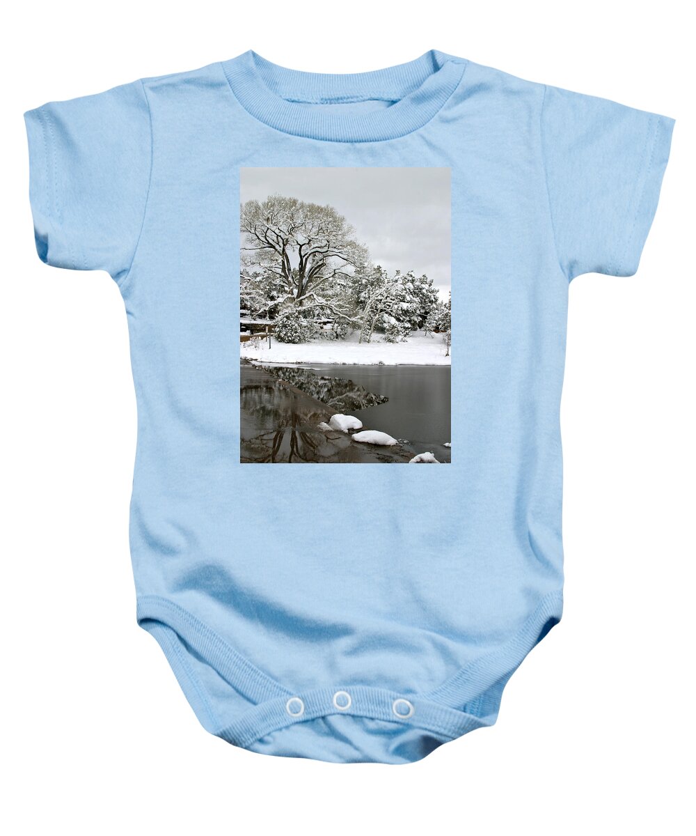  Baby Onesie featuring the photograph East Verde Winter Crossing by Matalyn Gardner