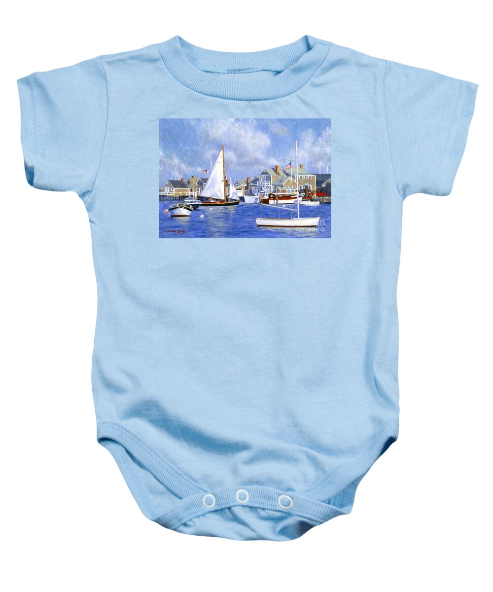 Nantucket Baby Onesie featuring the painting Easy Street Basin Blues by Candace Lovely