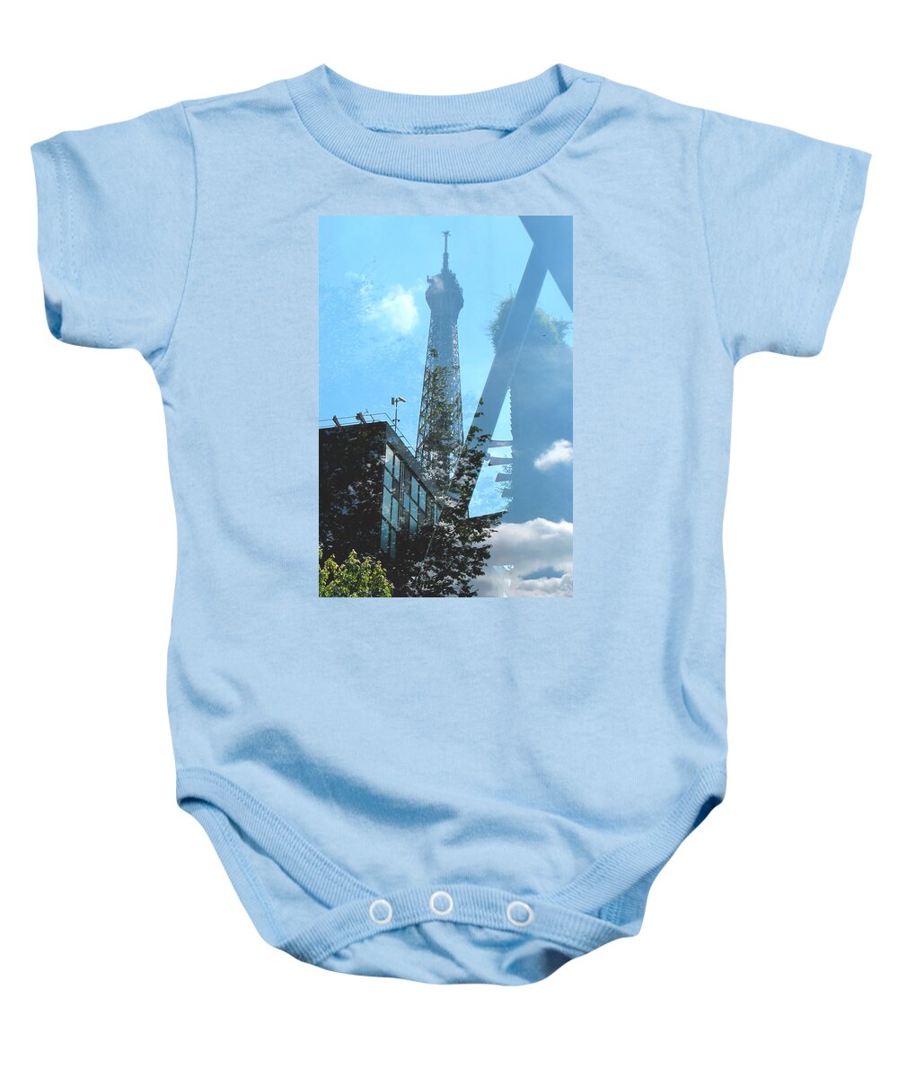 Paris Baby Onesie featuring the photograph Eiffel Collage by Kathy Corday