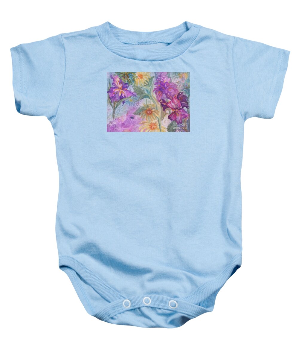Flowers Baby Onesie featuring the painting Enchanted Garden by Ellen Levinson