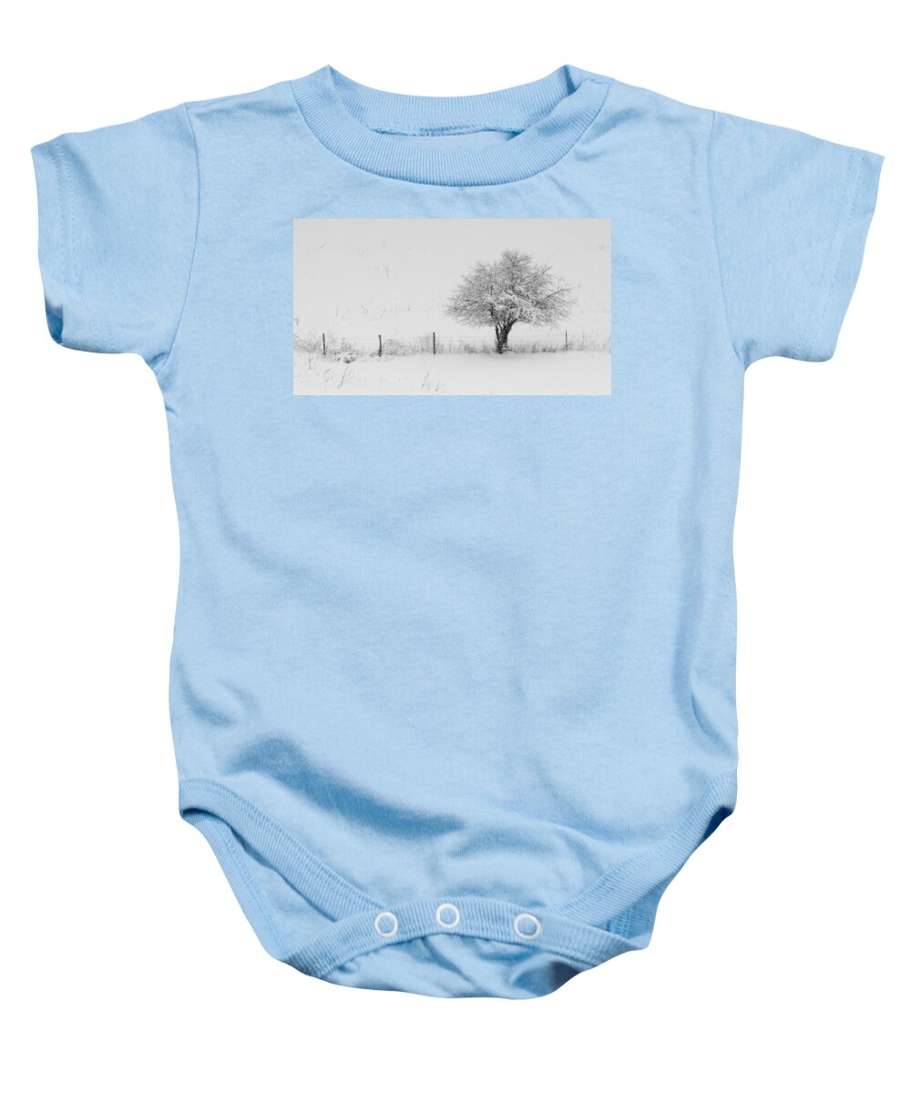 Fence Baby Onesie featuring the photograph Fence line in the Wintertime by Holden The Moment