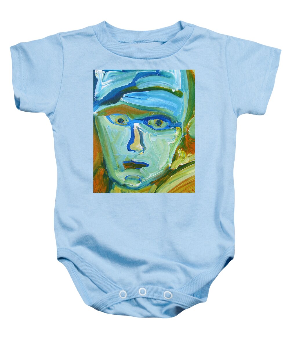 Portrait Baby Onesie featuring the painting Floating Head by Shea Holliman