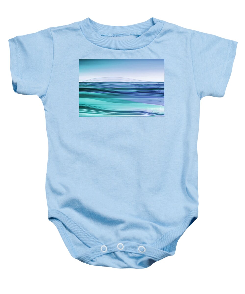 Abstract Baby Onesie featuring the digital art Flow - Cyan Blue by Hannes Cmarits