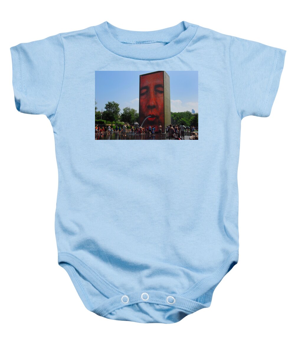 Chicago Baby Onesie featuring the photograph Fountain Fun by Lynn Bauer