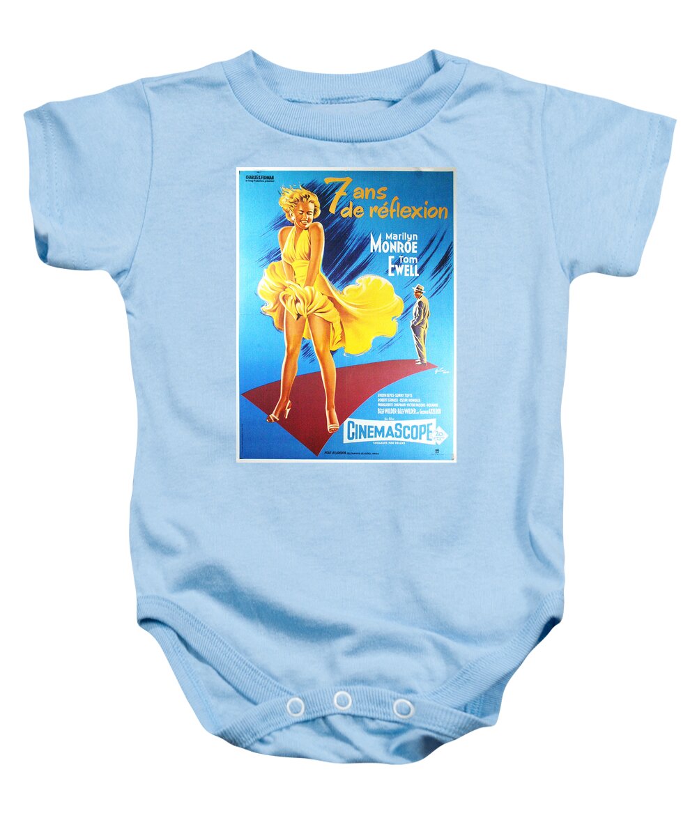 Marilyn Monroe Baby Onesie featuring the digital art French Seven Year Itch Marilyn Monroe by Georgia Clare