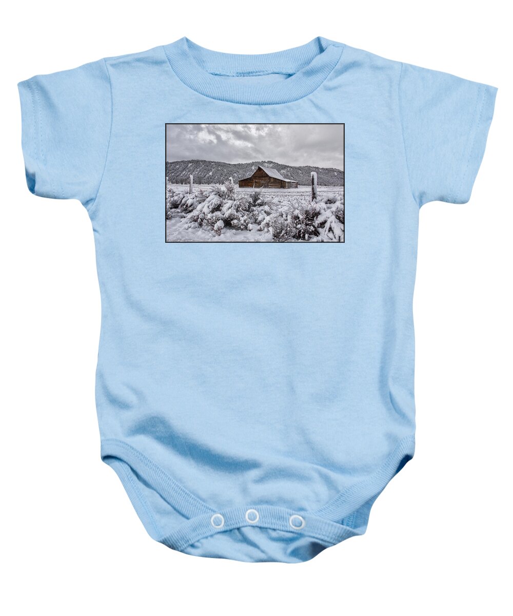 Grand Tetons Baby Onesie featuring the photograph Freshly Fallen Snow by Erika Fawcett