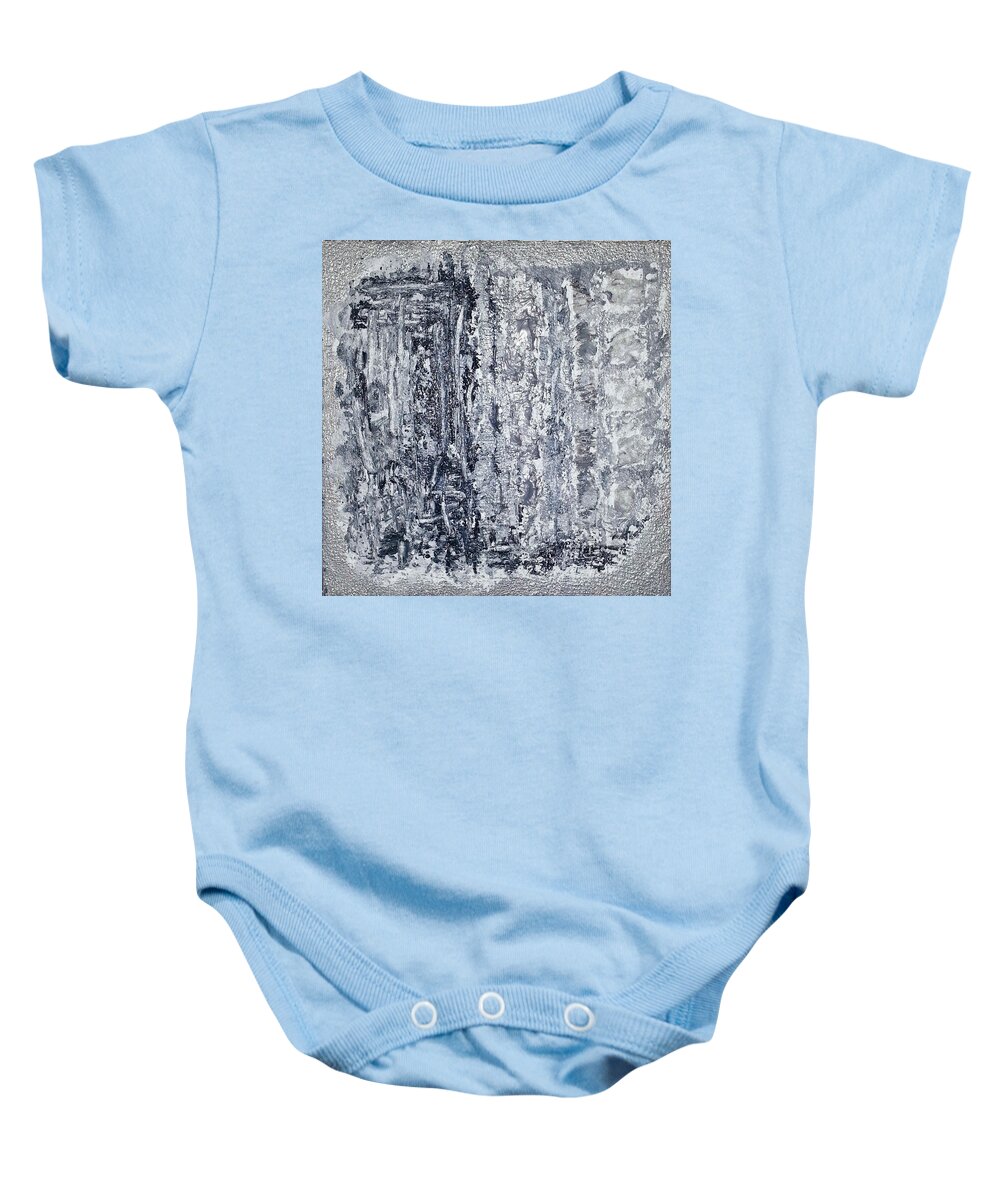Abstract Artwork Baby Onesie featuring the painting G1 - greys by KUNST MIT HERZ Art with heart