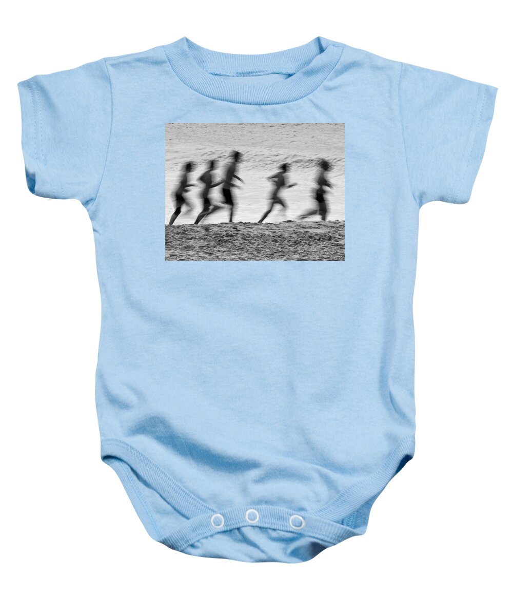 Beach Baby Onesie featuring the photograph Ghost Runners by Georgette Grossman