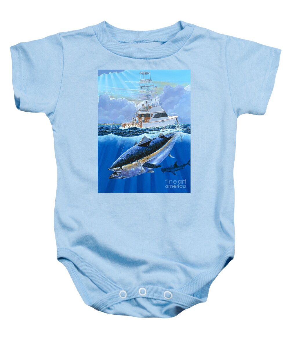 Bluefin Tuna Baby Onesie featuring the painting Giant Bluefin Off00130 by Carey Chen