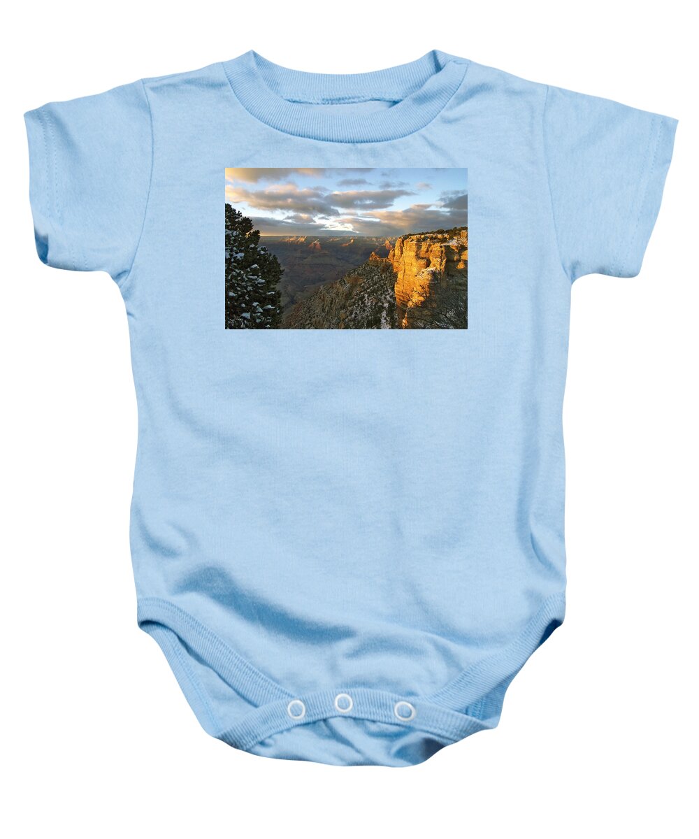 Landscape Baby Onesie featuring the photograph Grand Canyon. Winter Sunset by Ben and Raisa Gertsberg