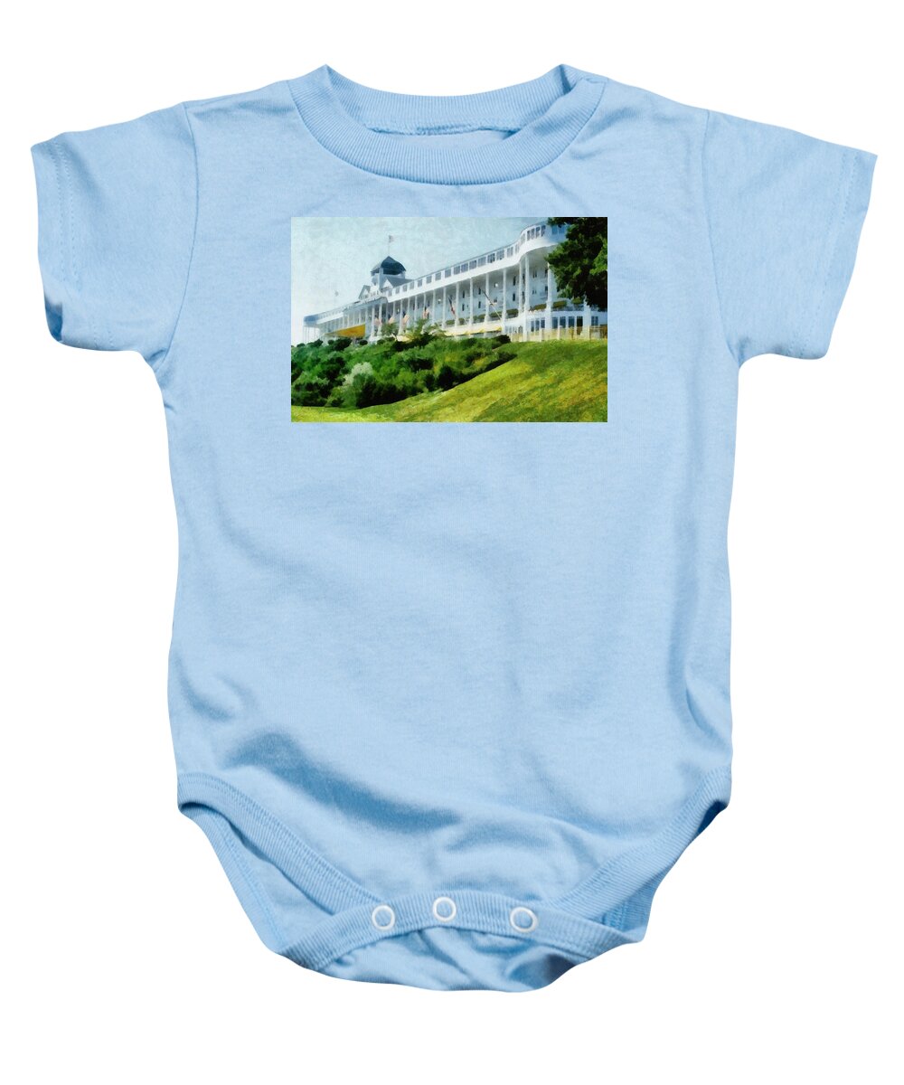 Hotel Baby Onesie featuring the photograph Grand Hotel Mackinac Island ll by Michelle Calkins