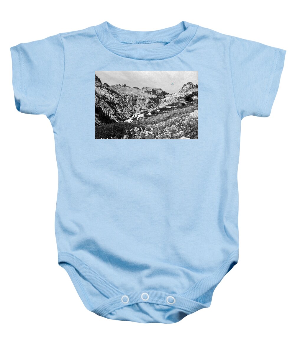 Wilderness Baby Onesie featuring the photograph High in the Trinity Alps with Bigfoot and a UFO by Ben Upham III