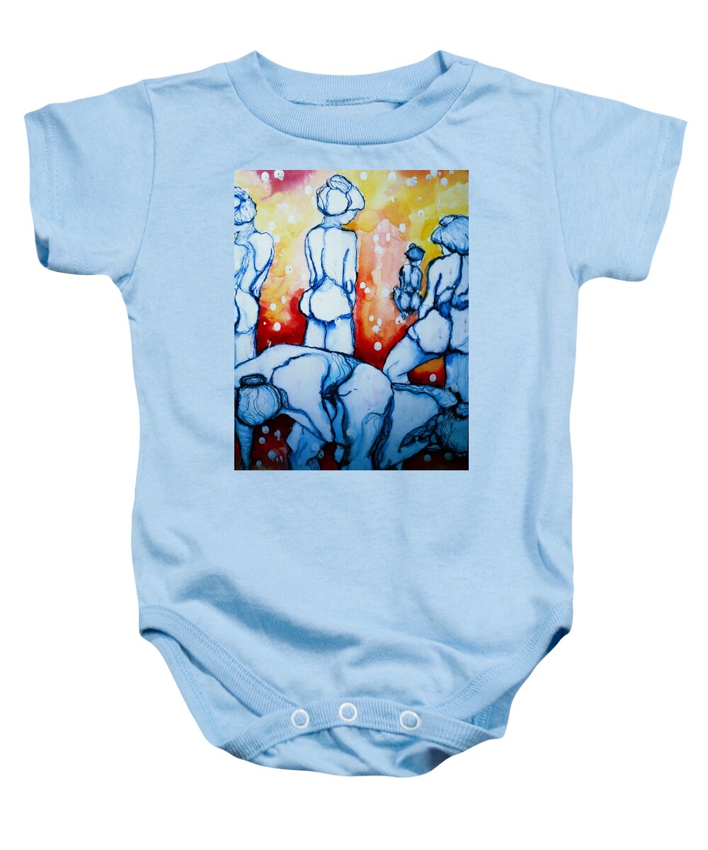 Women Baby Onesie featuring the painting How Many Tears Will It Take? by Rory Siegel