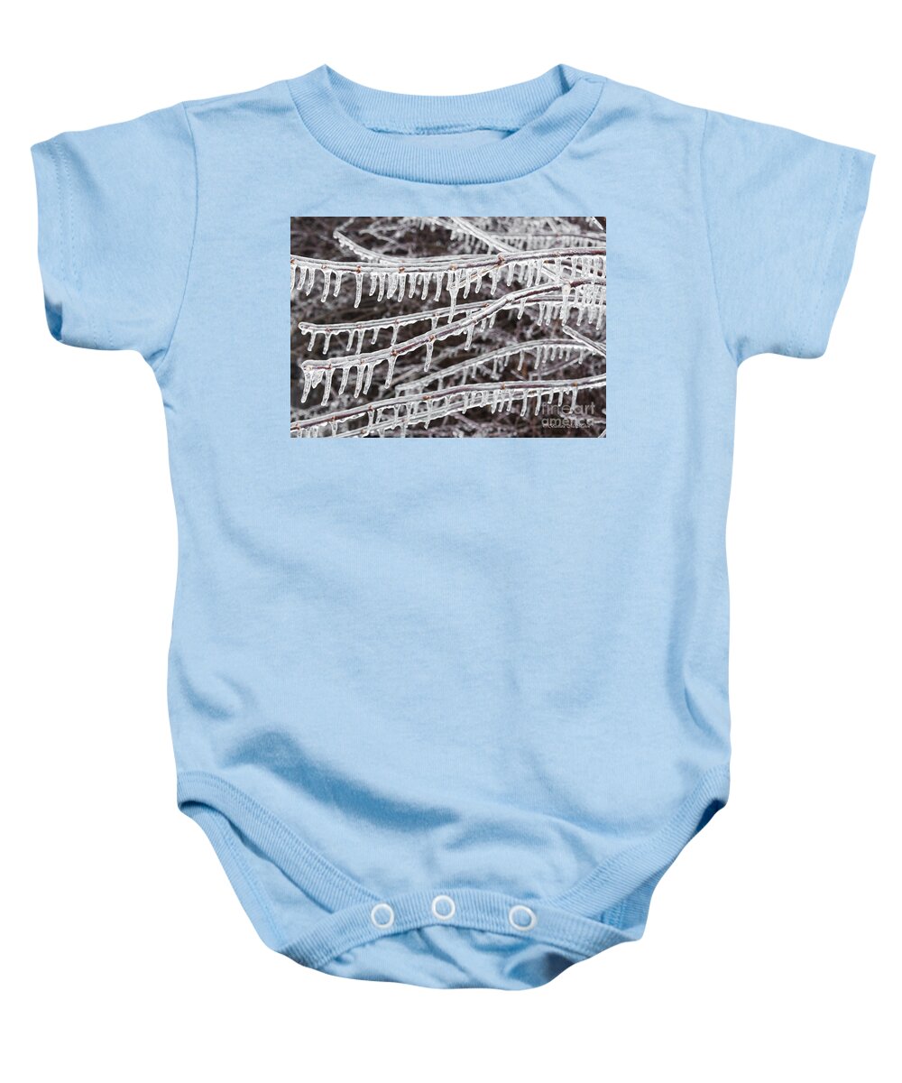 Icicle Baby Onesie featuring the photograph Ice Abstract 2 by Barbara McMahon