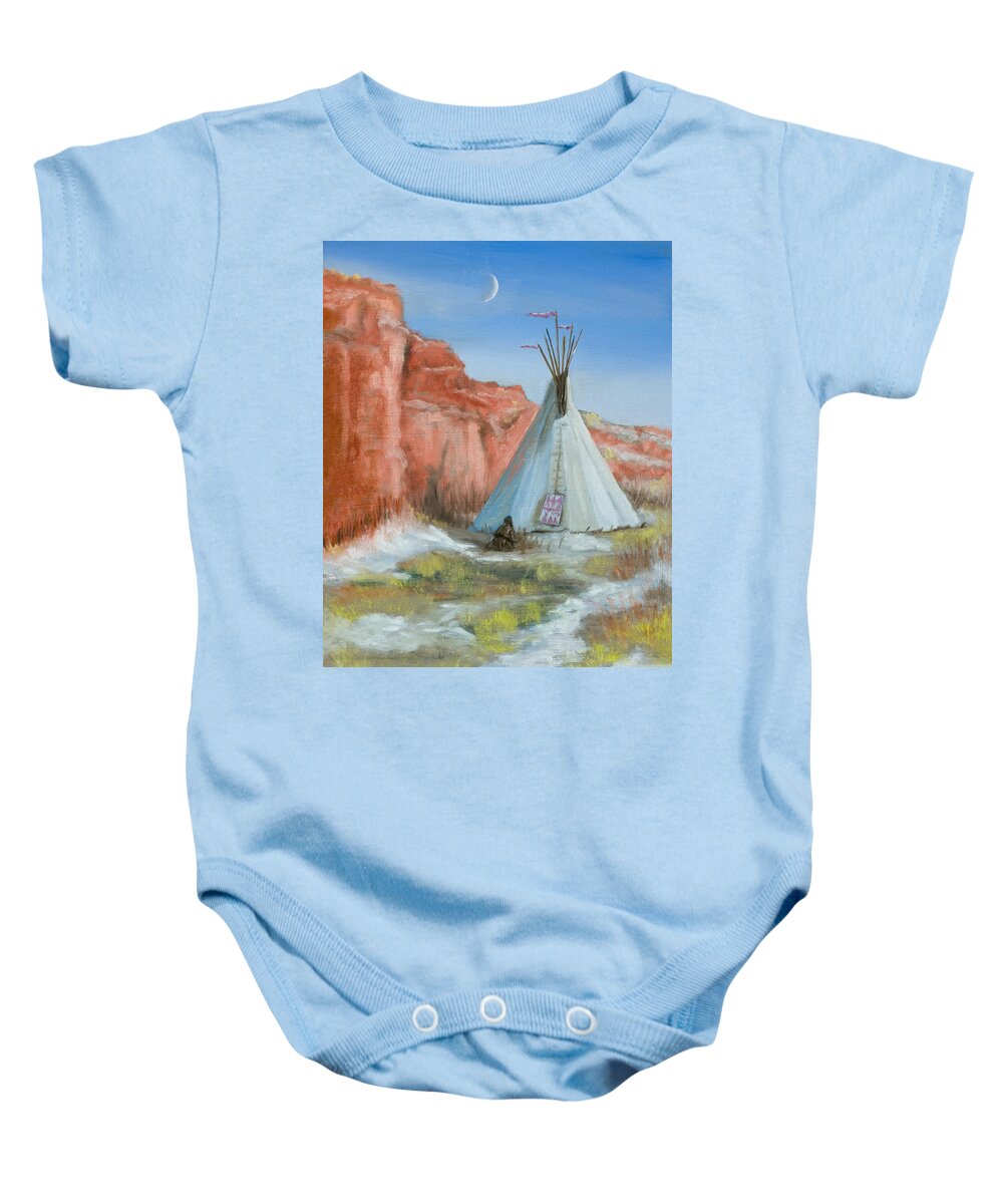 Native Baby Onesie featuring the painting In the Canyon by Jerry McElroy