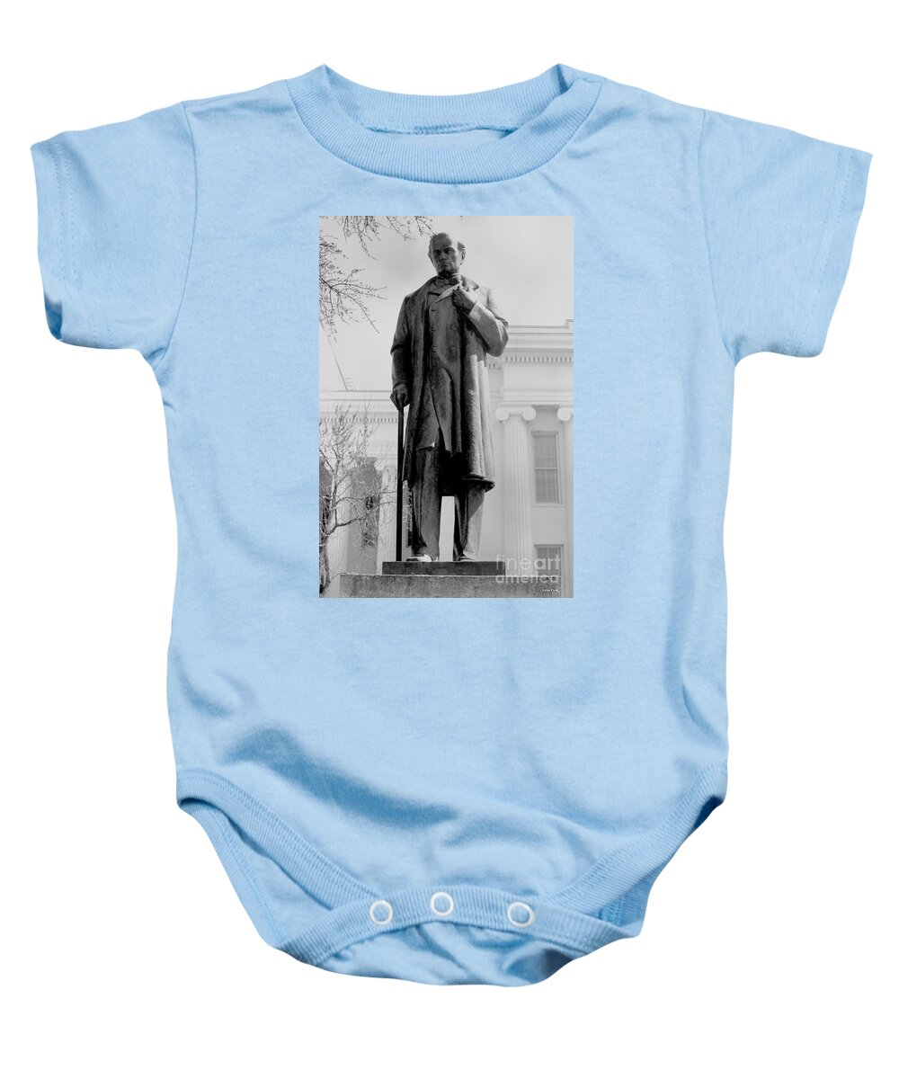 James Marion Sims Baby Onesie featuring the photograph James M Sims State Capitol BW by Lesa Fine