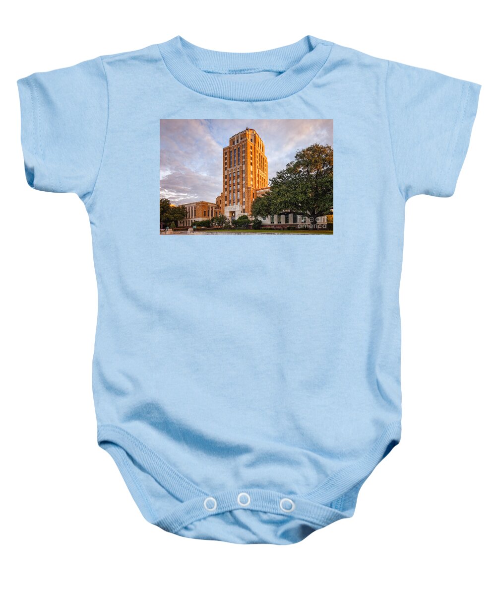 Beaumont Baby Onesie featuring the photograph Jefferson County Courthouse at Sunrise - Beaumont East Texas by Silvio Ligutti