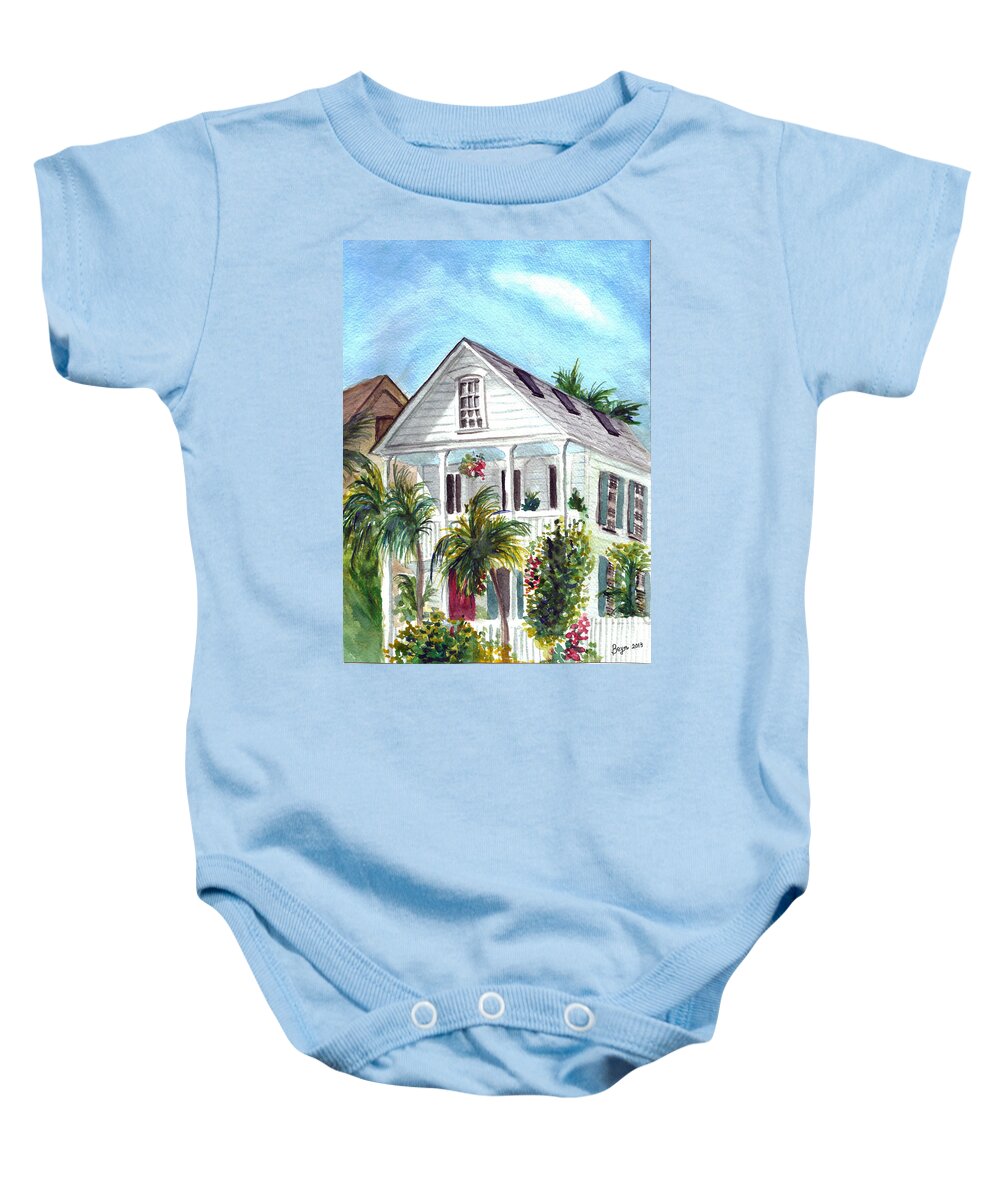 Key West House Baby Onesie featuring the painting Key West House by Clara Sue Beym