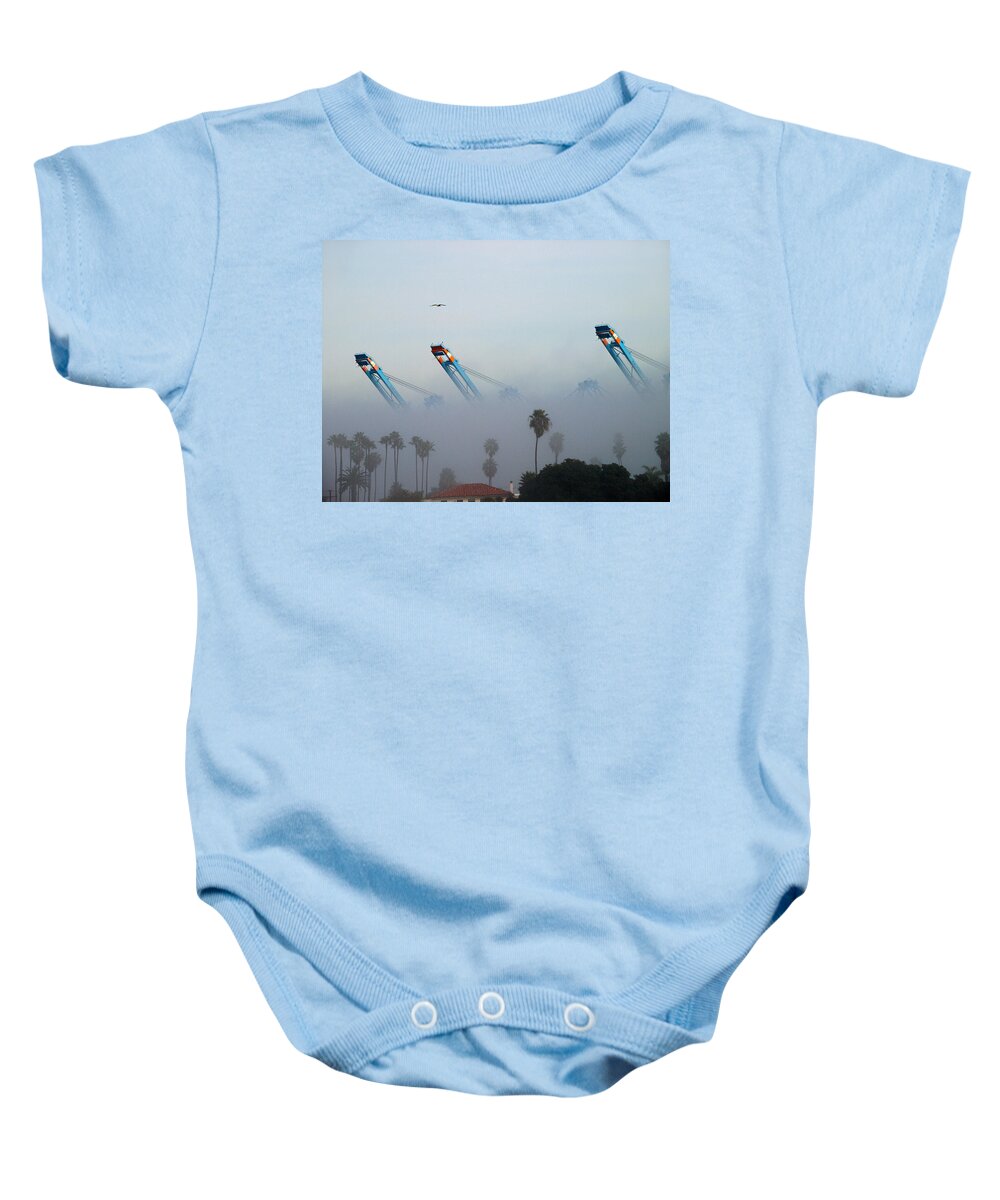 Fog Baby Onesie featuring the photograph L. A. Harbor Never Sleeps by Joe Schofield