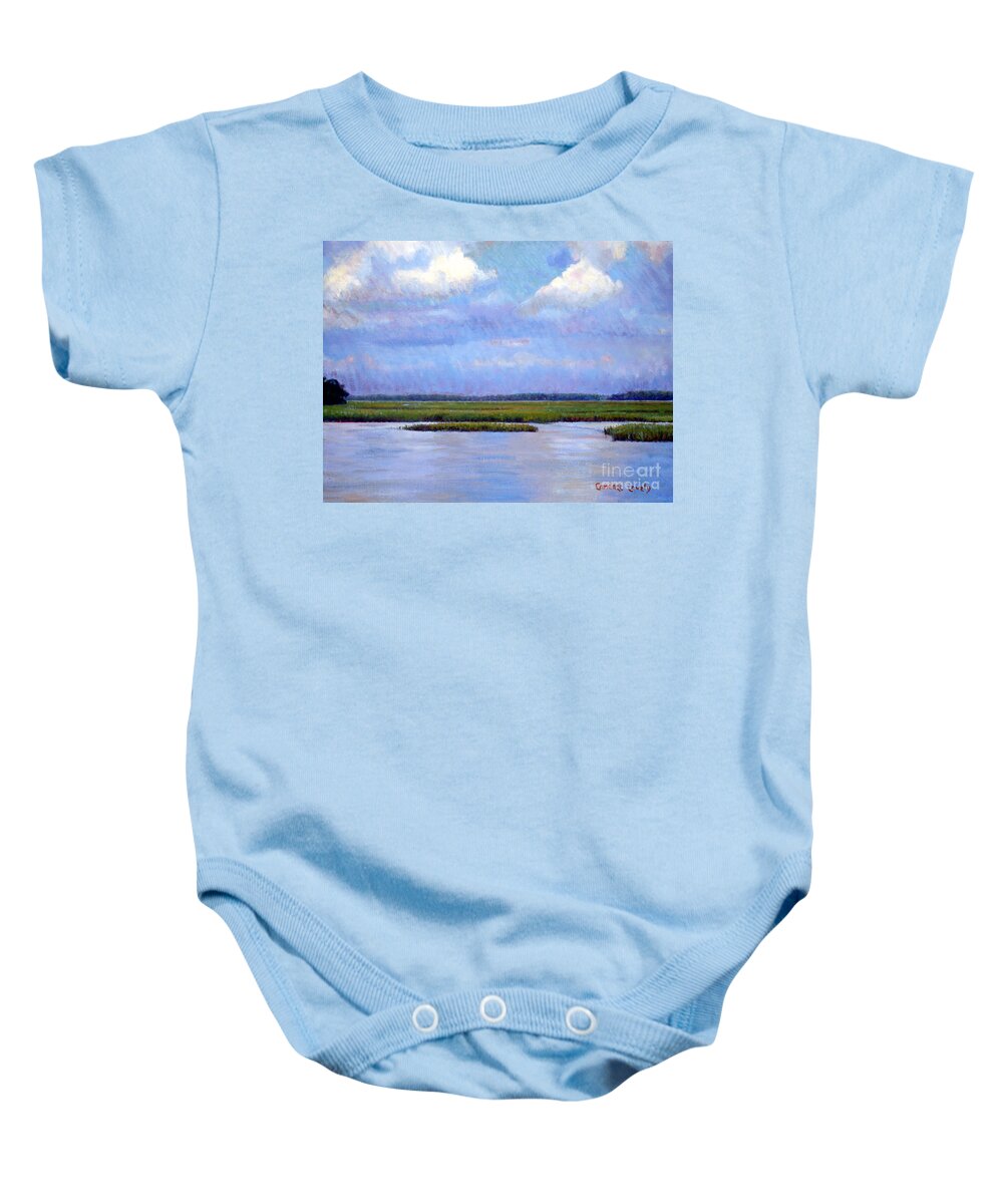 Low Country Baby Onesie featuring the painting Low Country High by Candace Lovely
