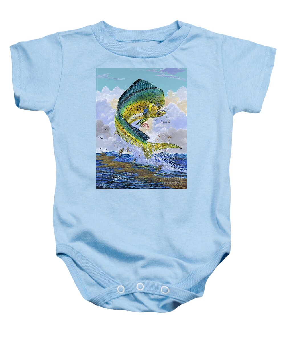 Dolphin Baby Onesie featuring the painting Mahi Hookup Off0020 by Carey Chen