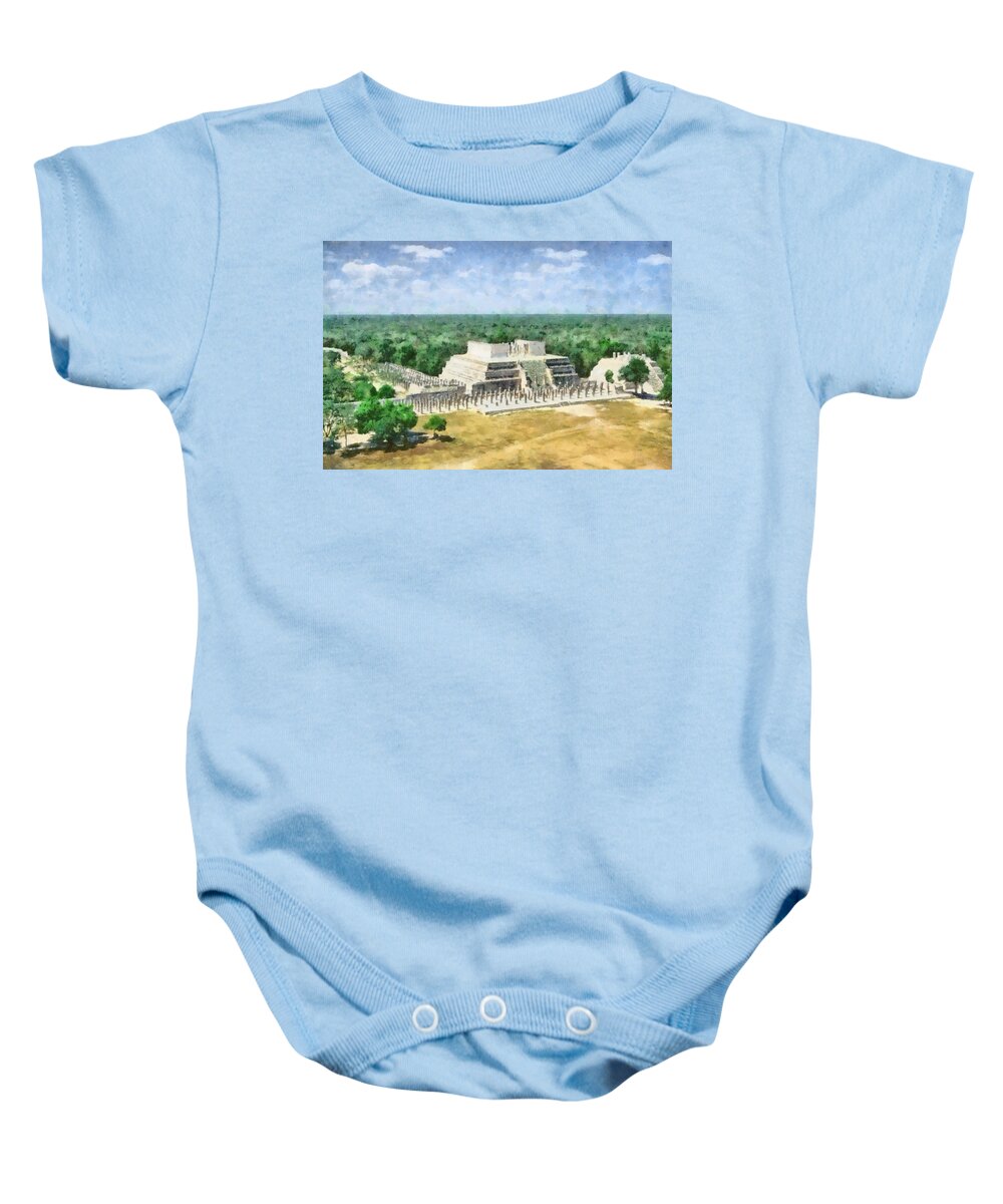 Maya Baby Onesie featuring the digital art The Plaza of a Thousand Columns 2 by Roy Pedersen