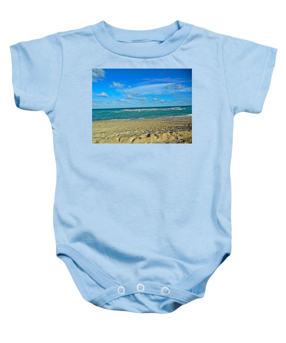 Miami Beach Baby Onesie featuring the photograph Miami Beach by Joan Reese