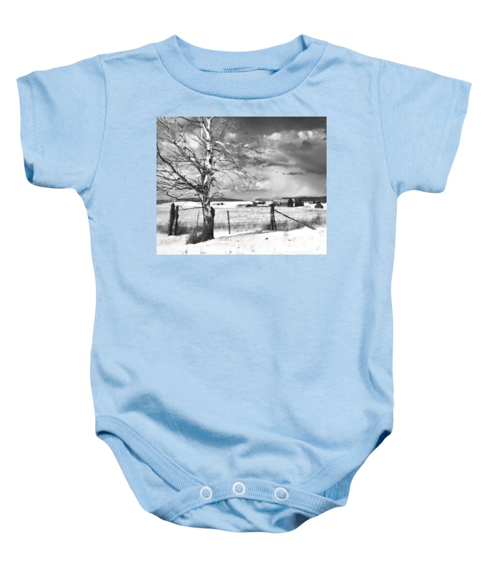 Snow Baby Onesie featuring the photograph Mid-winter Moonlight by Theresa Tahara