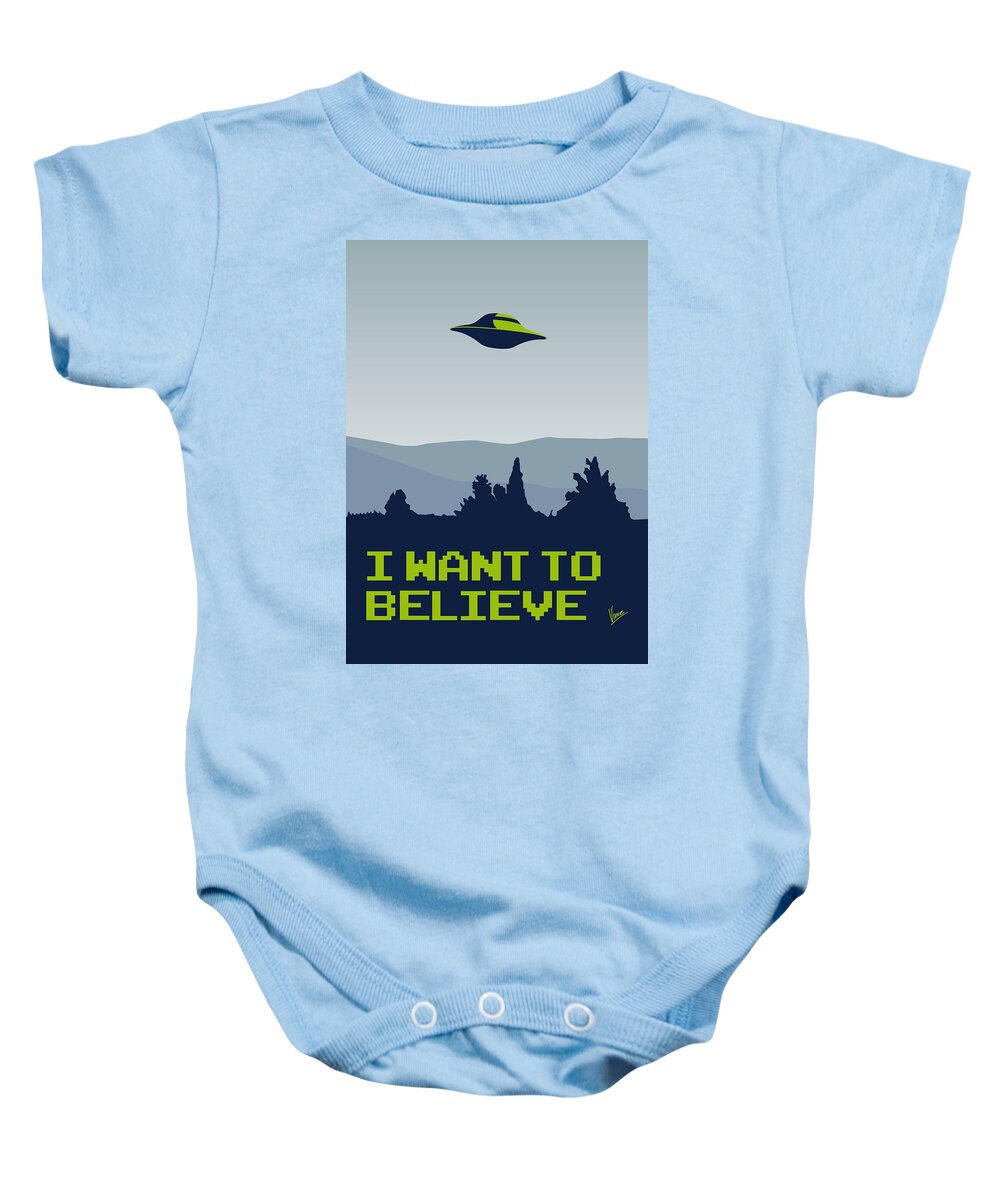 Classic Baby Onesie featuring the digital art My I want to believe minimal poster by Chungkong Art