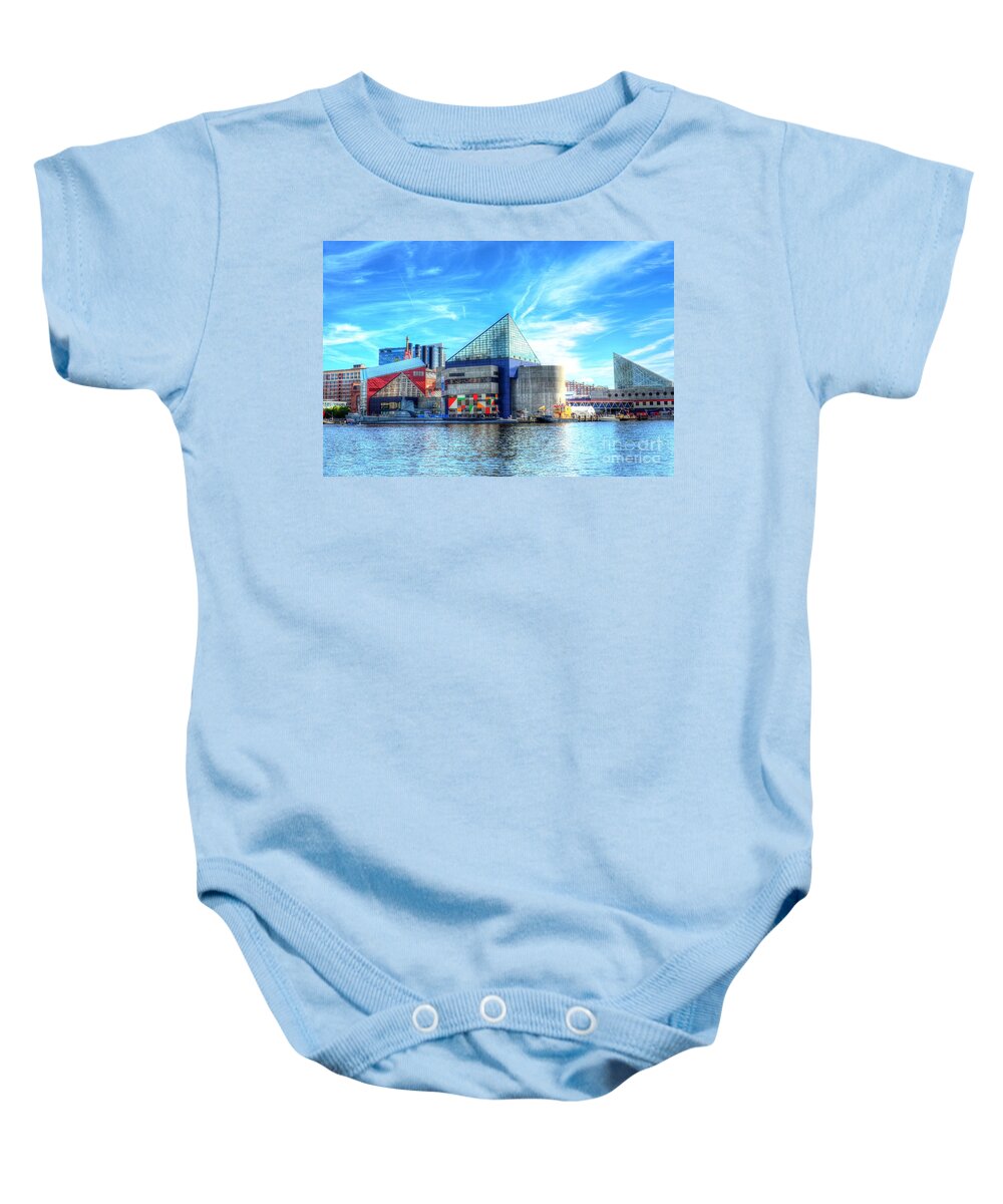 Baltimore Baby Onesie featuring the photograph National Aquarium in Baltimore by Debbi Granruth