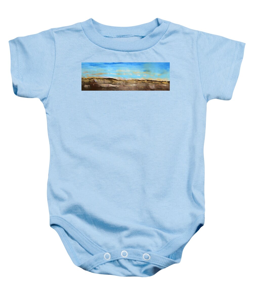 Not So Far Away Baby Onesie featuring the painting Not So Far Away by Linda Bailey