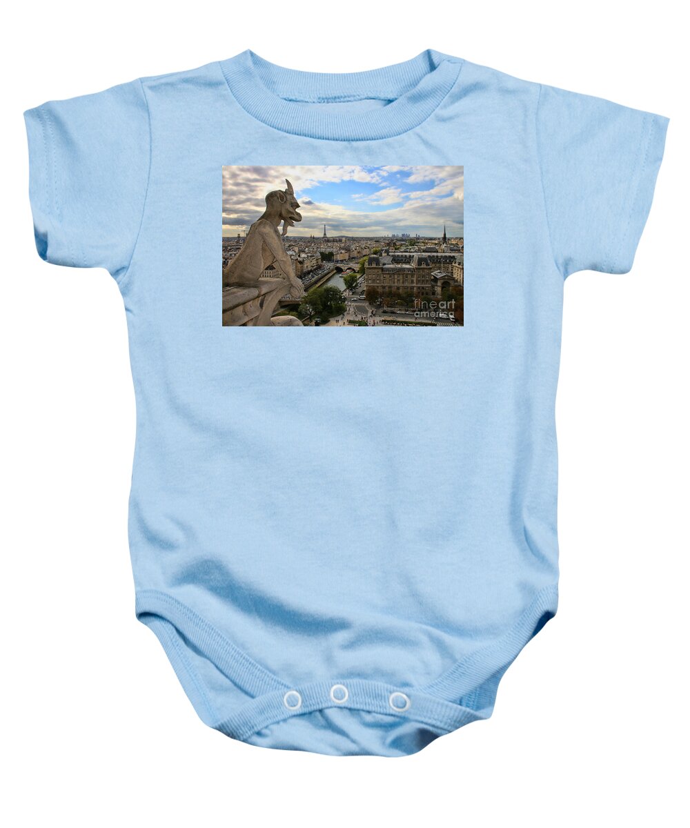 Europe Baby Onesie featuring the photograph Notre Dame Gargoyle by Crystal Nederman