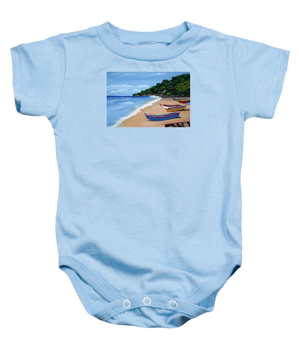 Crashboat Beach Baby Onesie featuring the painting Olas De Crashboat by Luis F Rodriguez