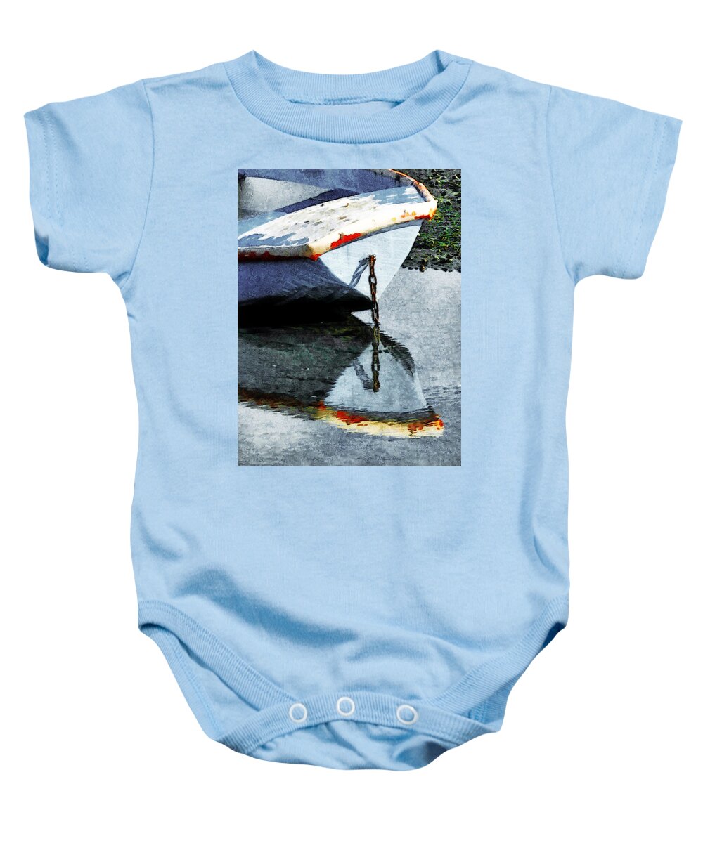 Boat Baby Onesie featuring the photograph One Chain and Two Boats by Steve Taylor